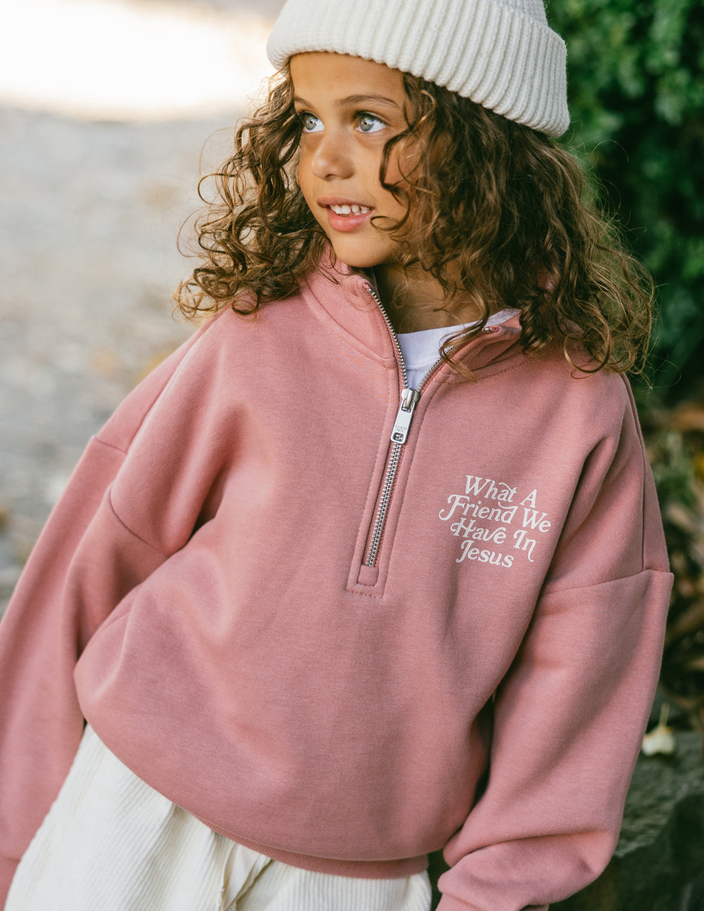 Elevated Faith Christian Kids Apparel Pink Zip Jacket with Inspirational Quote for Children