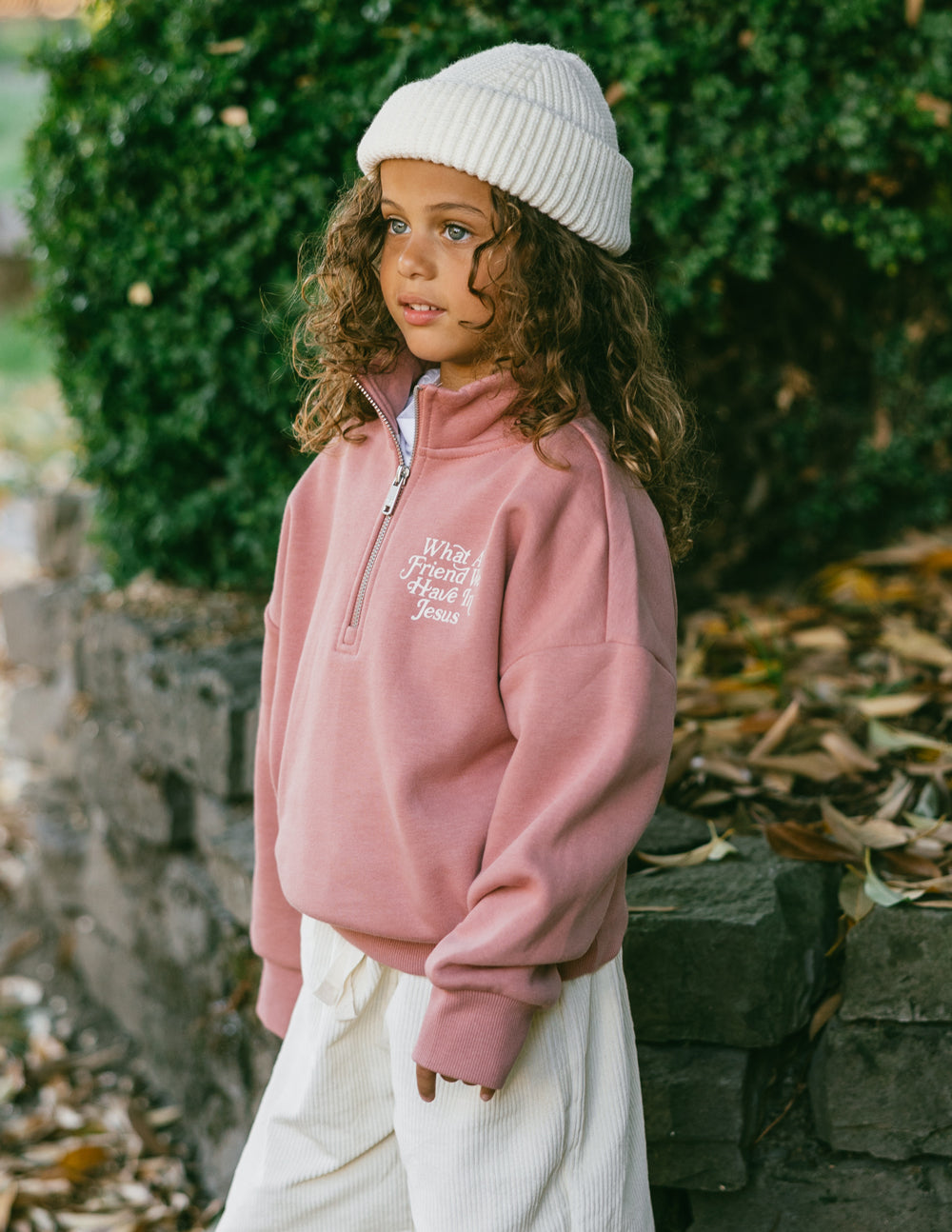 Elevated Faith Christian Kids Apparel Pink Jacket with Zip and Inspirational Quote for Children
