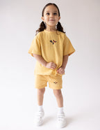 Elevated Faith Yellow Kids Short Set showcasing Christian Kids Apparel with butterfly design