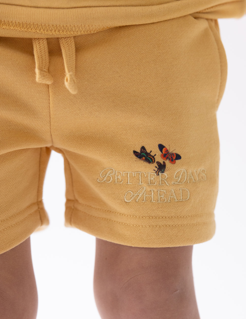 Elevated Faith Kids Short in Yellow with Embroidered Better Days Ahead for Christian Kids Apparel