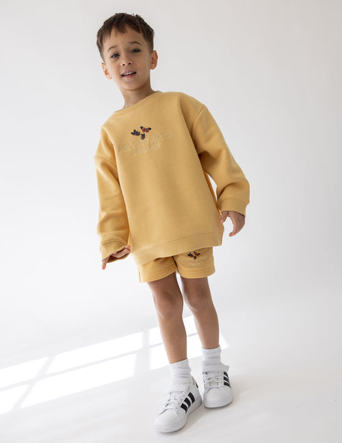 Elevated Faith Kids Crewneck Sweater in Yellow, perfect for stylish Christian Kids Apparel