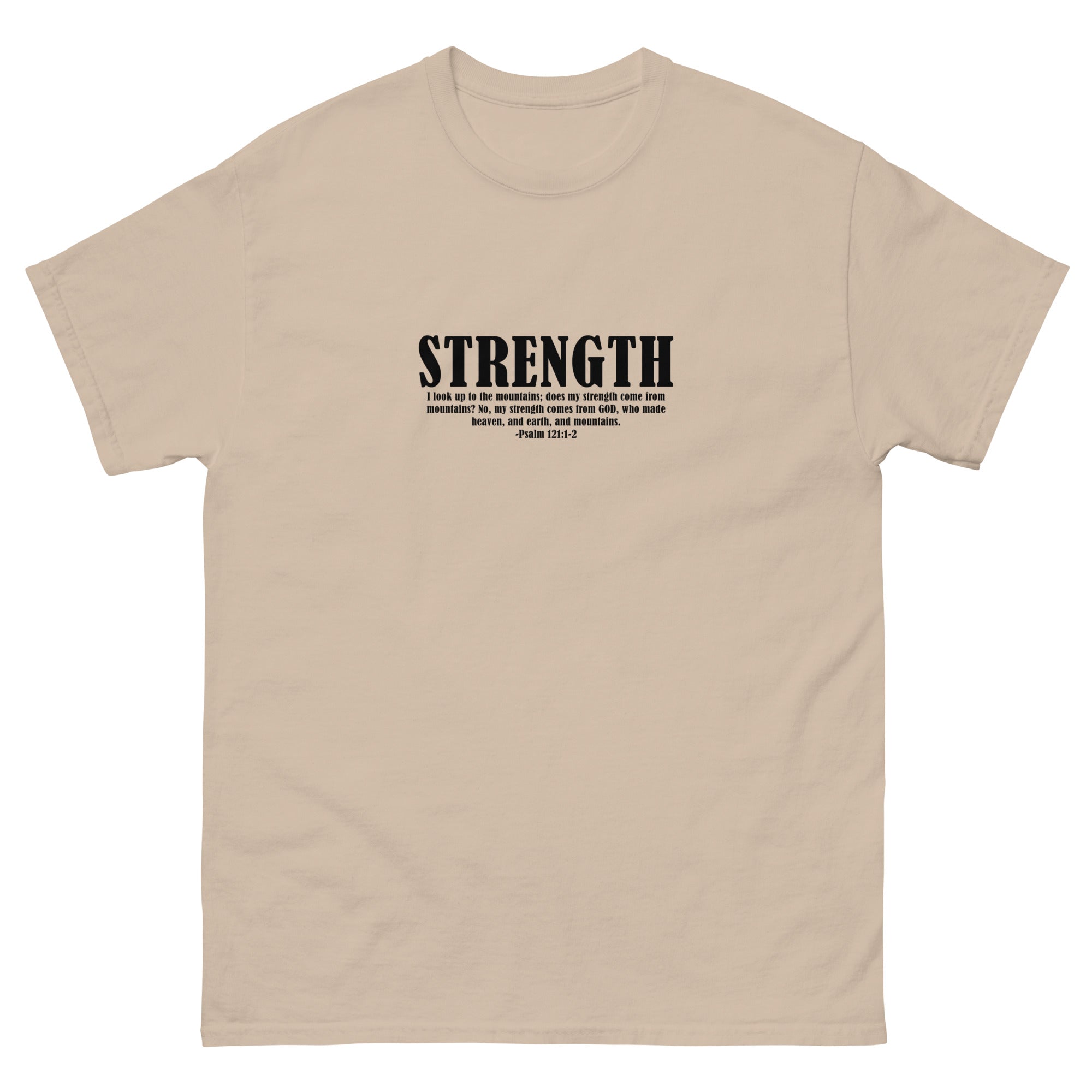 Christian Shirt with the word Strength and Bible verse for inspirational wear