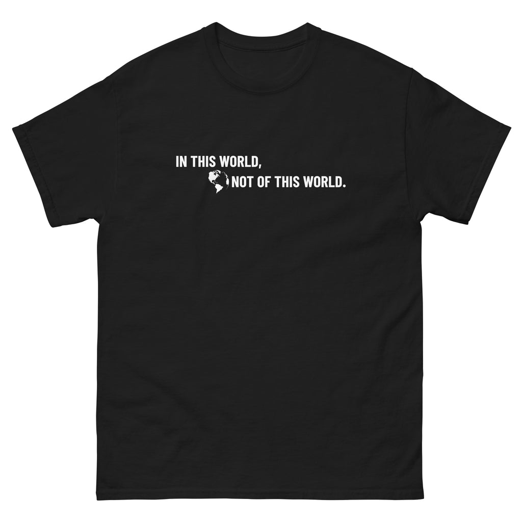 RepThe1 Christian T-shirt in Black featuring 'In This World, Not of This World' design