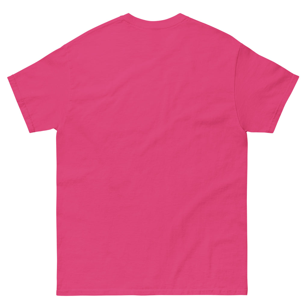 Back view of a vibrant pink Christian T-shirt from RepThe1 Apparel and Accessories