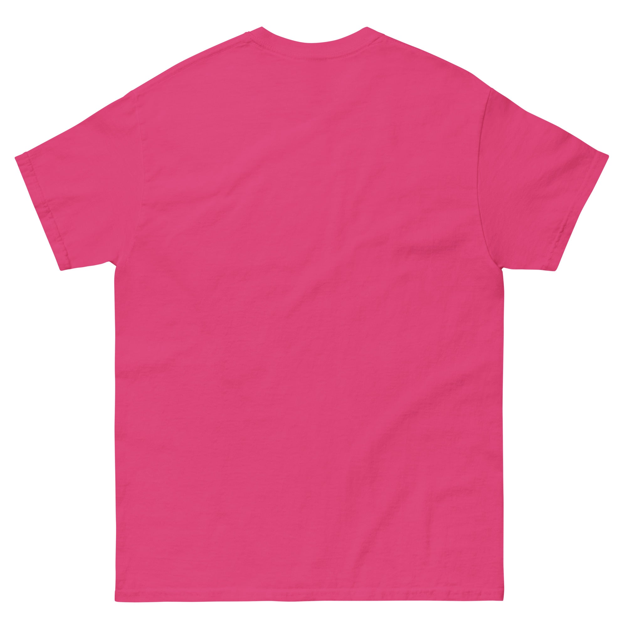 Back view of a vibrant pink Christian T-shirt from RepThe1 Apparel and Accessories