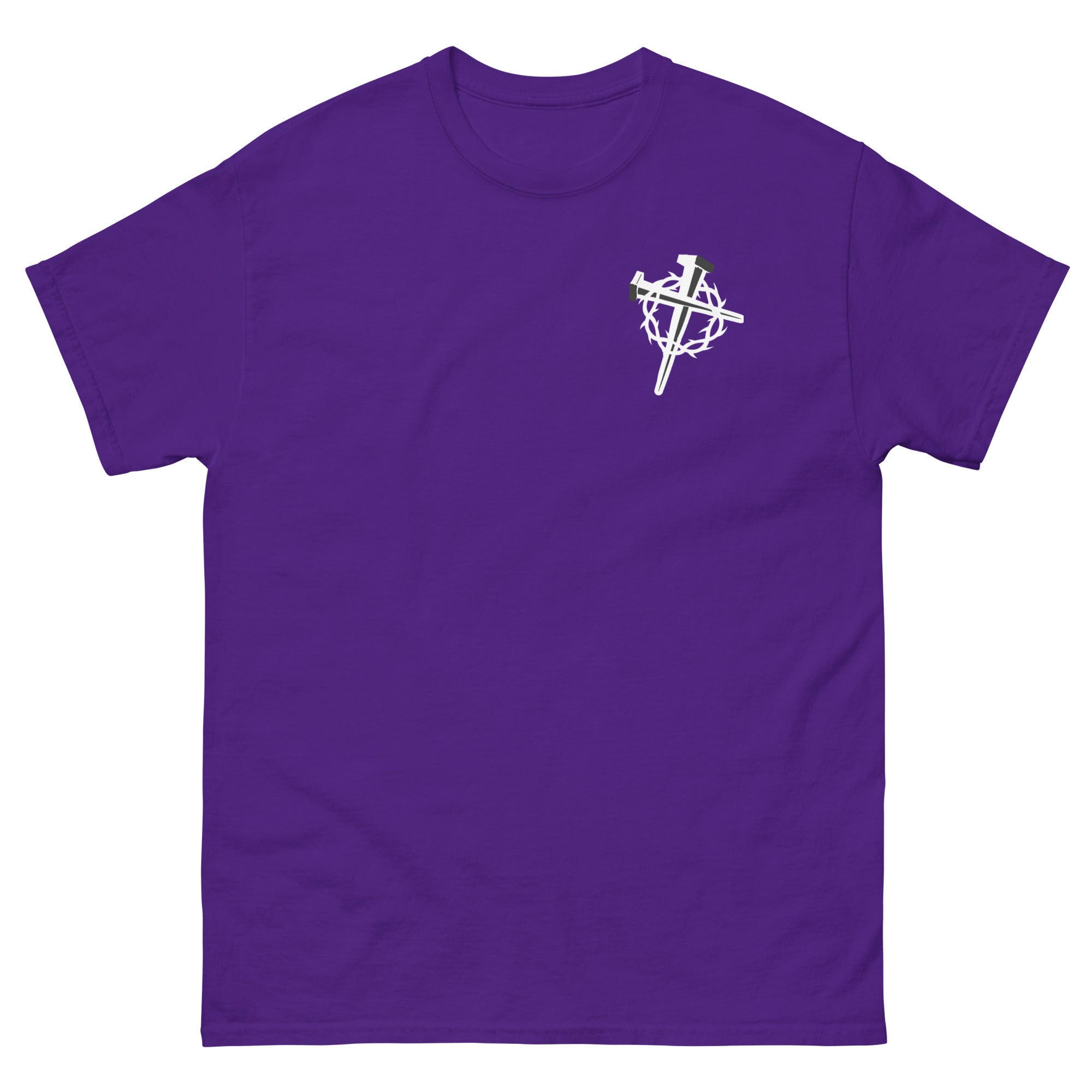 Purple Christian T-shirt with a unique cross design for stylish faith expression