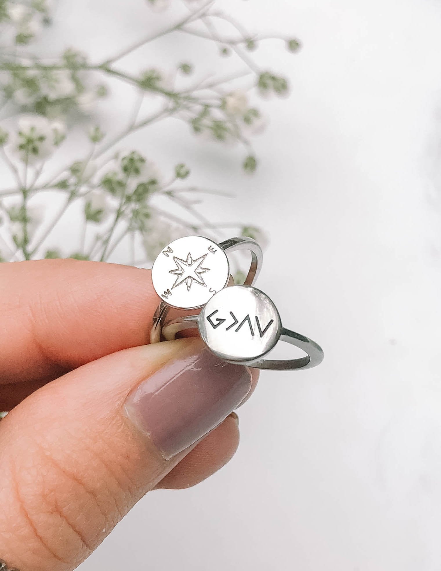 Elevated Faith Ring featuring Christian Jewelry design with engraved symbols for faith and spirituality