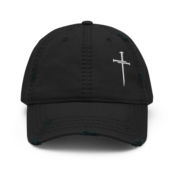 3 Nails Cross Distressed Christian Dad Hat