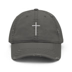 Christian Embroidered Hat in Gray with a Classic Cross Design on the Front