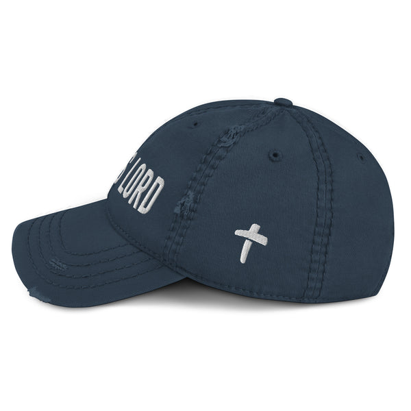 Jesus Is Lord Embroidered Distressed Dad Hat