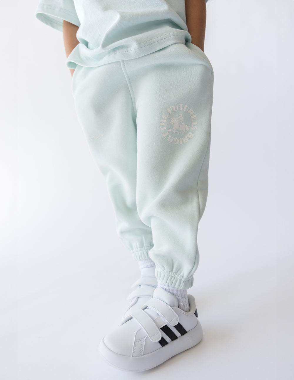 Light blue Elevated Faith Kids Sweatpant featuring a motivational print for Christian Kids Apparel