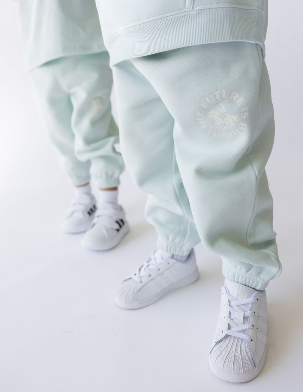 Mint Green Kids Sweatpant from Elevated Faith, featuring 'The Future Is Bright', ideal for Christian Kids Apparel.