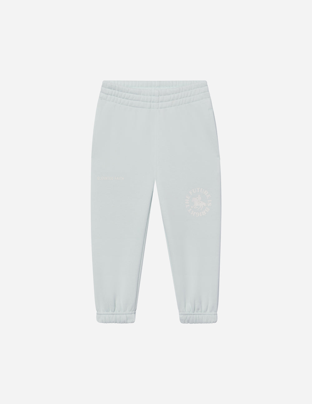 Light blue kids sweatpant from Elevated Faith with logo, ideal for Christian Kids Apparel