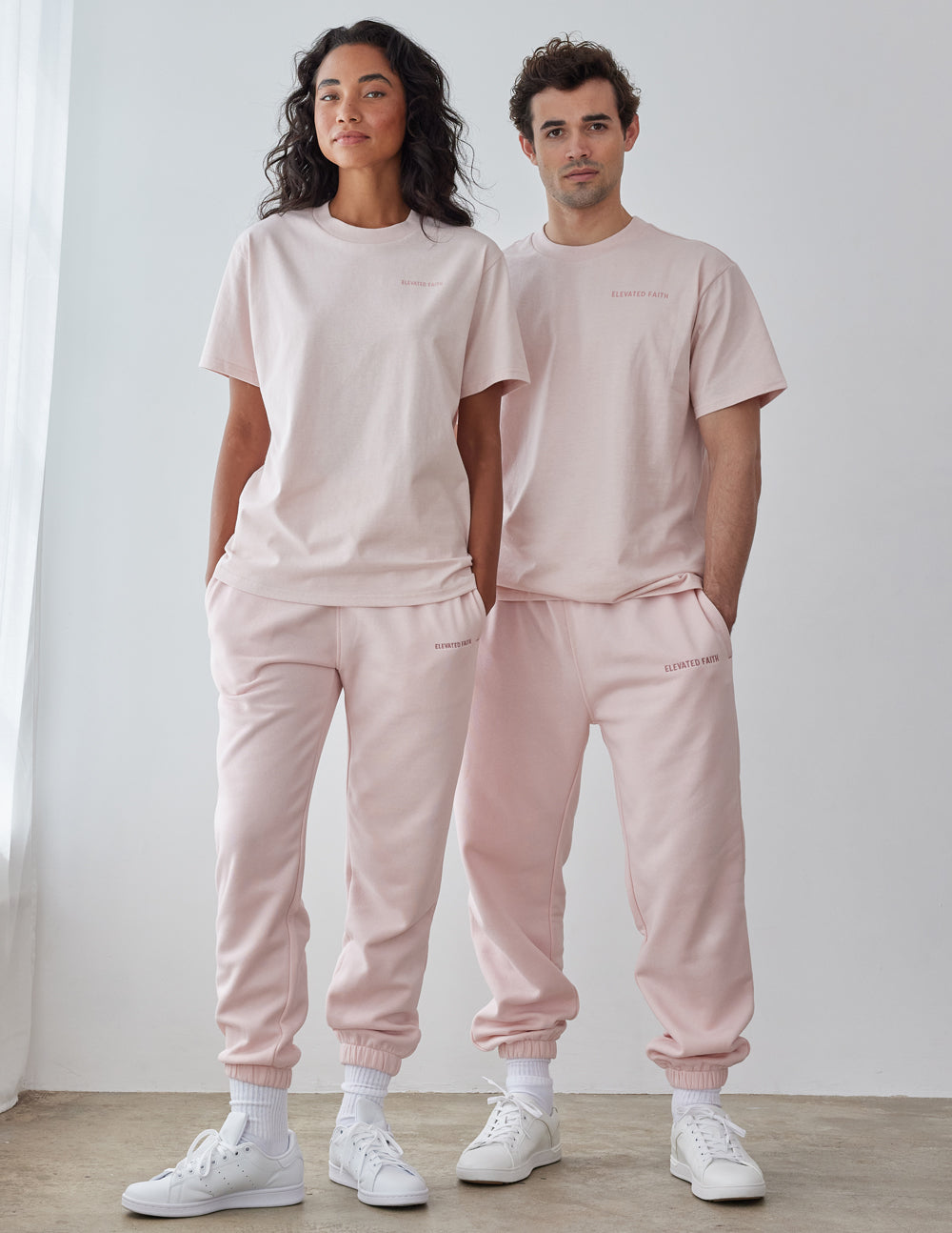 Elevated Faith Christian Apparel T-Shirt in pastel pink for a stylish and comfortable look