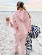 Elevated Faith Christian Hoodie in Pink, perfect for beach outings and cozy wear