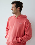 Men's Elevated Faith Christian Hoodie in Coral with Front Pocket and Relaxed Fit