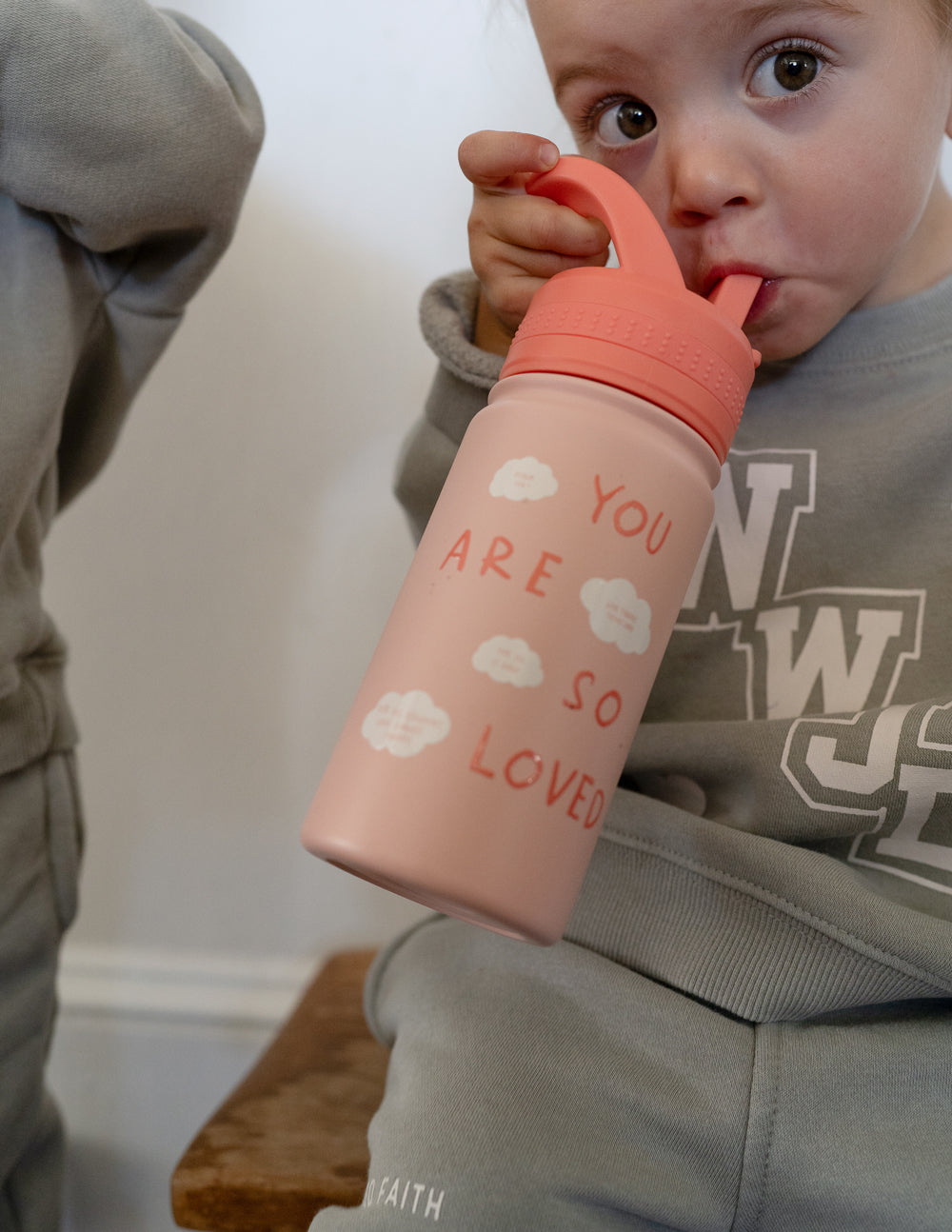 Elevated Faith Kids Water Bottle in Pink with You Are So Loved Design for Christian Kids Apparel