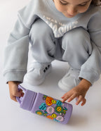 Purple Kids Water Bottle with Fun Stickers, perfect for Christian Kids Apparel enthusiasts