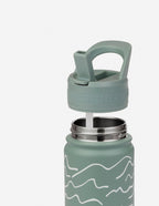 Elevated Faith Kids Water Bottle with Straw and Green Mountain Design, perfect for Christian Kids Apparel