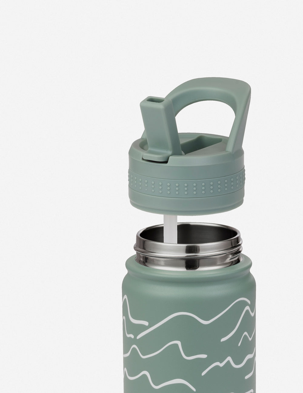Elevated Faith Kids Water Bottle with Straw and Green Mountain Design, perfect for Christian Kids Apparel