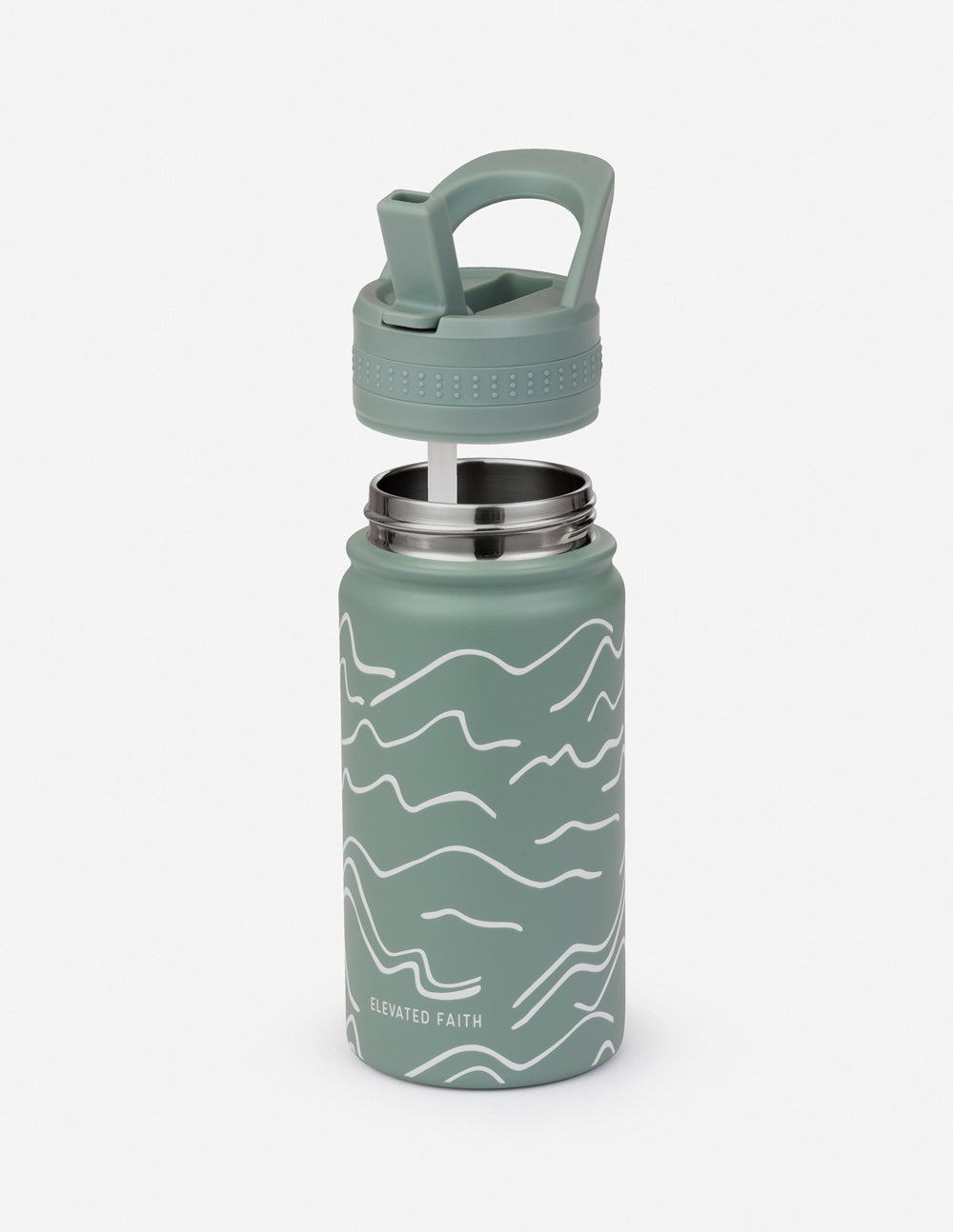 Elevated Faith Kids Water Bottle with Waves Design, Perfect for Christian Kids Apparel