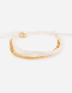 Elevated Faith Christian Bracelet made with gold and white string for a stylish and uplifting accessory