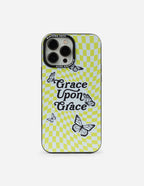 Elevated Faith Christian Phone Case featuring the phrase Grace Upon Grace with butterfly designs