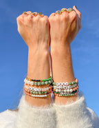 Elevated Faith Christian Jewelry Bracelet stacking featuring colorful stone designs for faith-inspired fashion