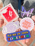Set of Christian Stickers featuring inspiring messages and vibrant designs for encouragement