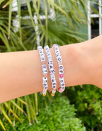 Elevated Faith Christian Jewelry Bracelet featuring bold letters and colorful beads with inspirational messages