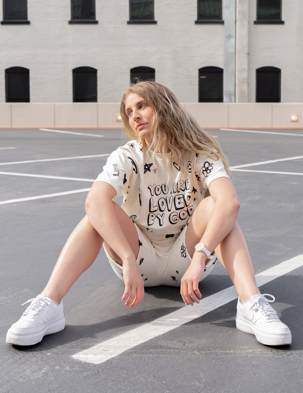 Elevated Faith Christian Shorts in Cream with Inspirational Design for Comfortable Casual Wear