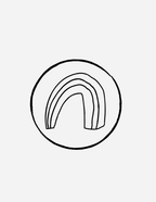 Minimalist design Christian Stickers featuring a simple rainbow illustration inside a circle