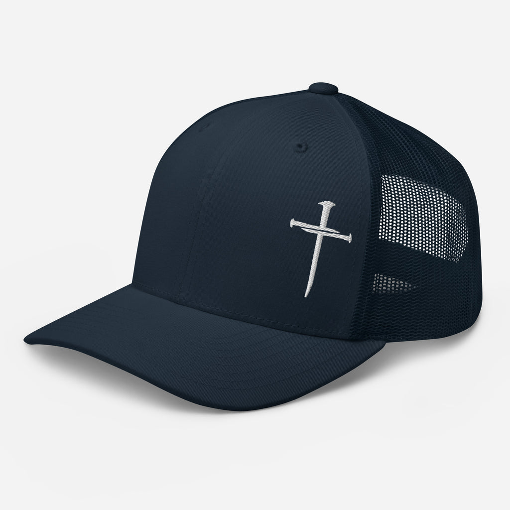 Christian Embroidered Hat in navy blue featuring a stylish sword design for a unique look
