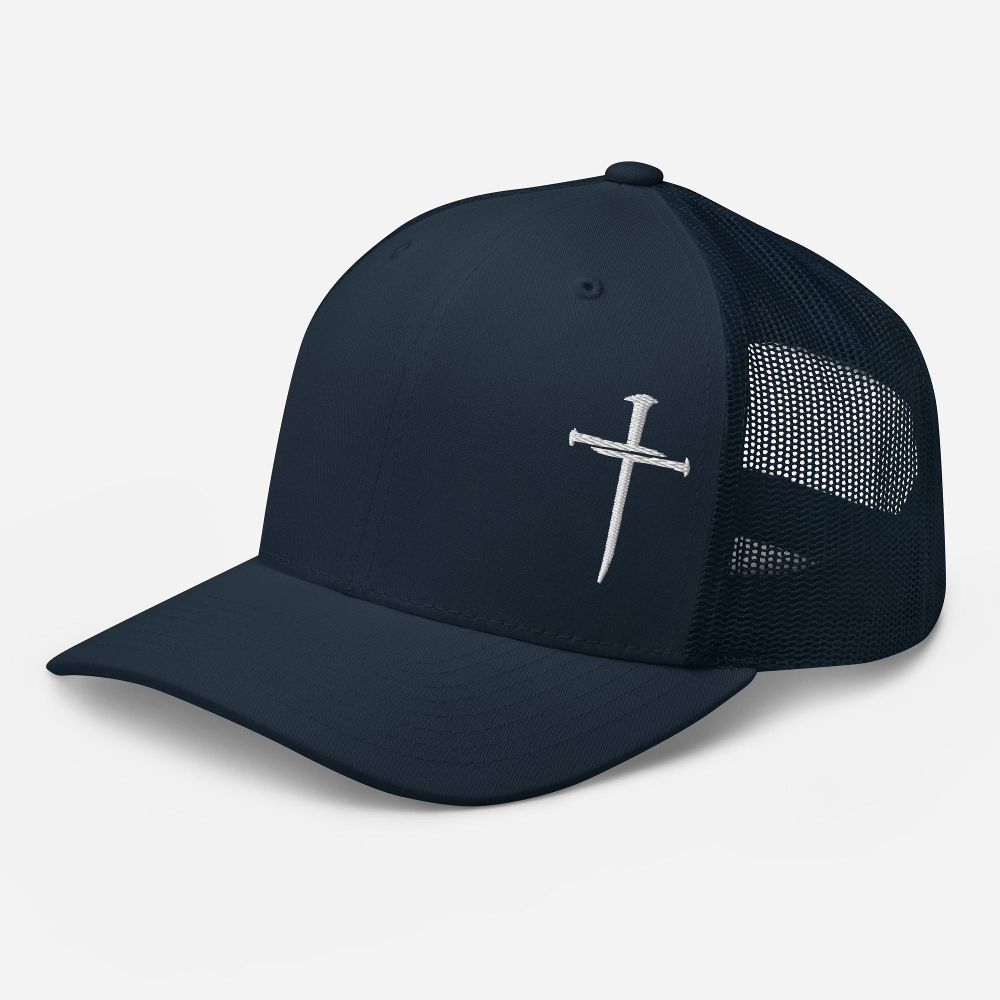 Christian Embroidered Hat in navy blue featuring a stylish sword design for a unique look