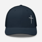 Rep The One Christian Embroidered Hat in navy with a simple cross design on the front