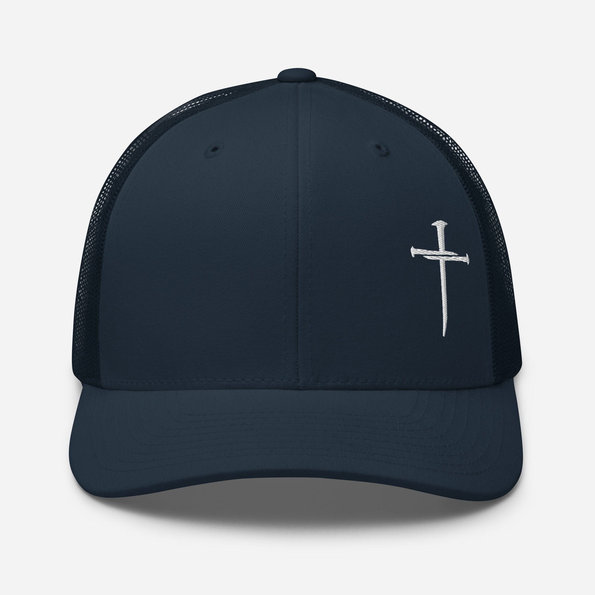 Rep The One Christian Embroidered Hat in navy with a simple cross design on the front