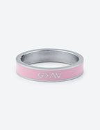Elevated Faith Pink Christian Jewelry Ring with Sleek Silver Tone and Inspirational Design