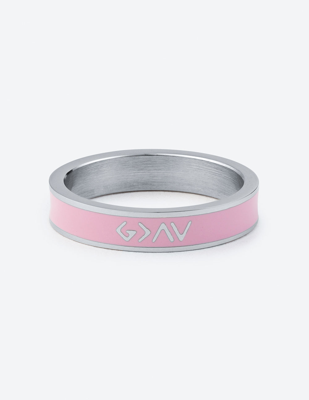 Elevated Faith Pink Christian Jewelry Ring with Sleek Silver Tone and Inspirational Design