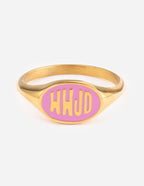Elevated Faith Pink and Gold Ring with WWJD engraving, perfect for Christian Jewelry lovers