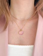 Elevated Faith Christian Jewelry Necklace with a Pink Pendant and Gold Chain for Stylish Wear