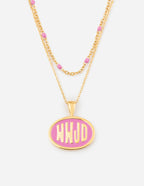 Gold Layered Necklace with Pink WHJD Pendant from Elevated Faith, perfect Christian Jewelry