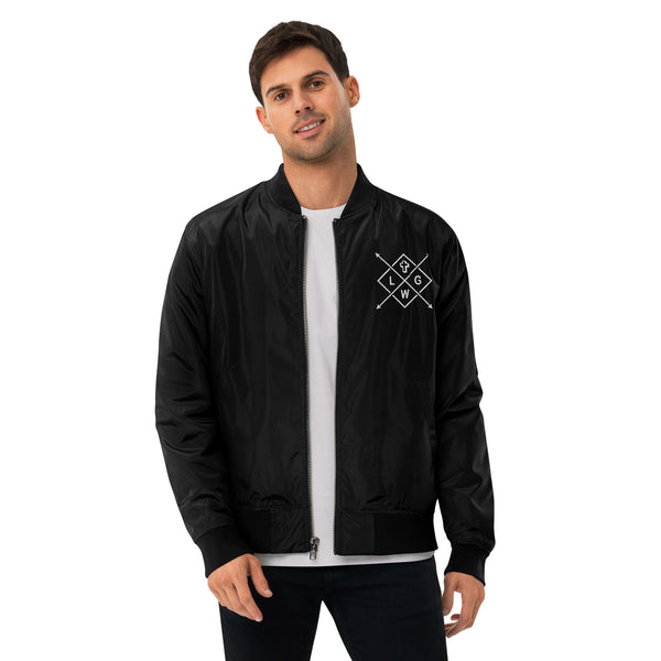 Let God Work Embroidered Premium recycled bomber jacket, Christian Jacket