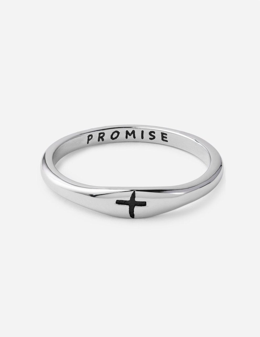 Silver Promise Ring with Cross Design from Elevated Faith, perfect for Christian Jewelry enthusiasts