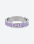 Elevated Faith Christian Jewelry Ring in Purple with 'Loved' Inscription for Everyday Wear