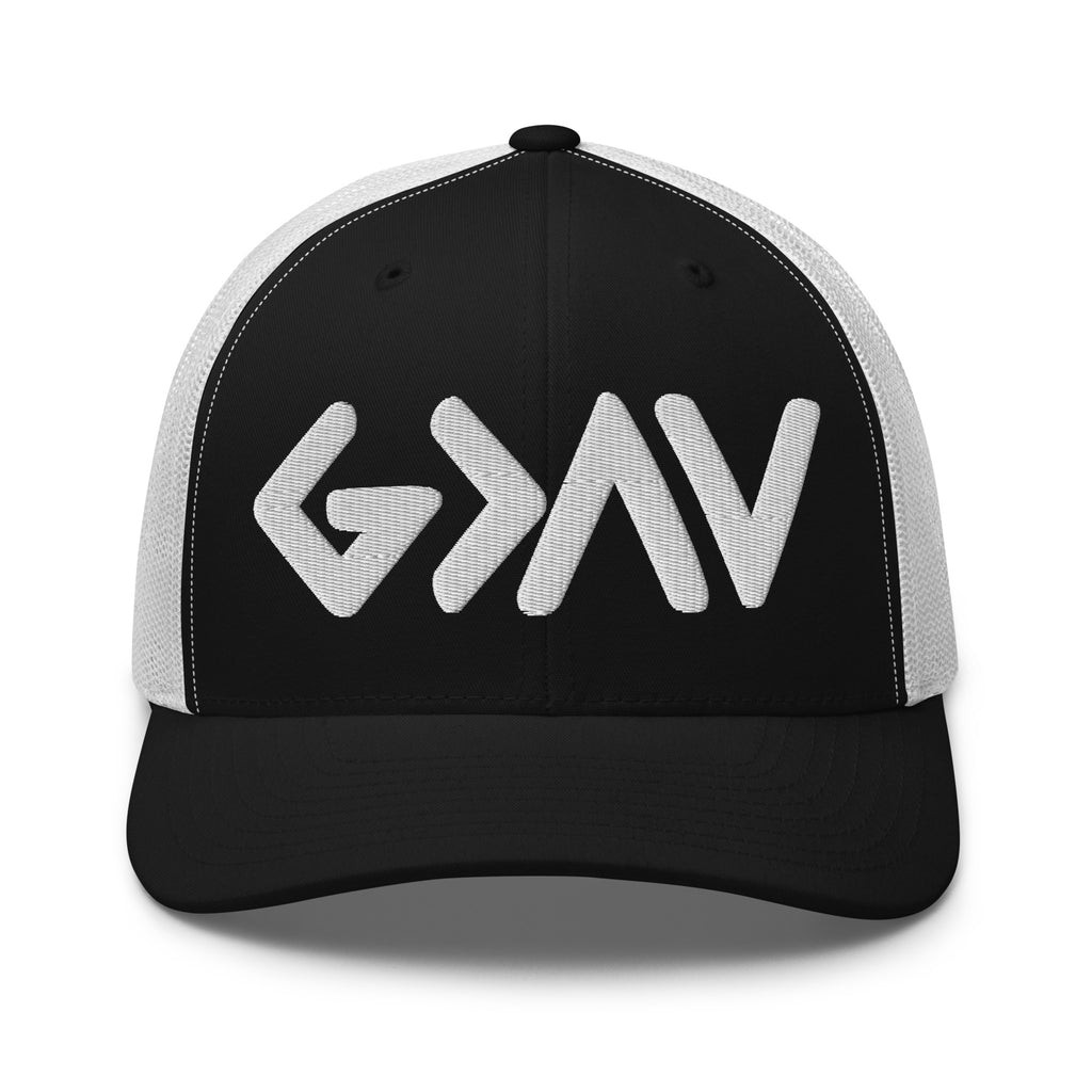 Christian Embroidered Hat in black and white with bold logo for casual wear