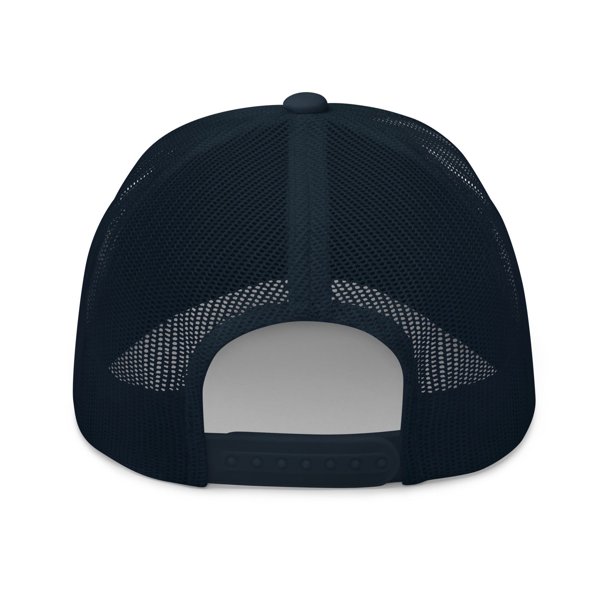 Back view of a Christian Embroidered Hat with mesh design for breathability and comfort