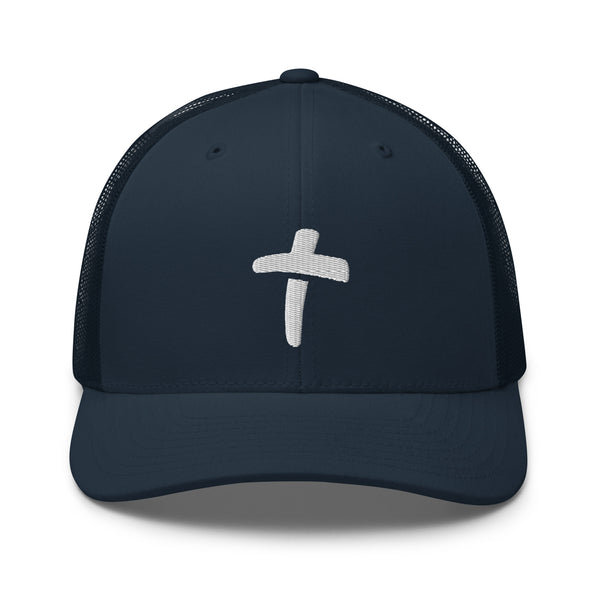 The Cross 3d Puff Embroidered Trucker Cap, Christian Hat, Cross Hat
