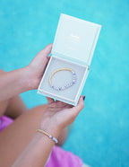 Elevated Faith Christian Jewelry Bracelet in a gift box, featuring colorful letter beads