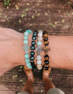Elevated Faith Christian Jewelry Bracelet with Natural Stone Beads and Cross Accents