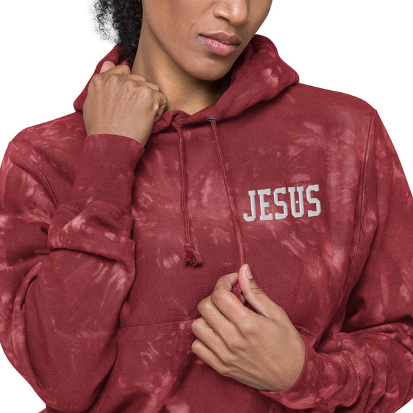Jesus Embroidered Unisex Champion tie-dye hoodie, Christian Hoodie